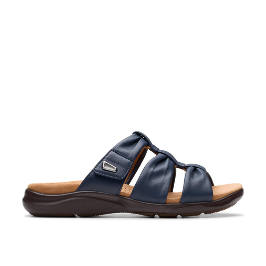 Kitly Slide Navy Leather by Clarks