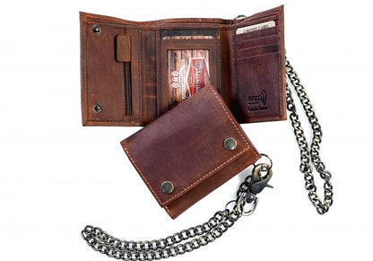 Paul & Taylor Men's Chained Biker/Trucker RFID Tri-fold Wallet from Classic Look