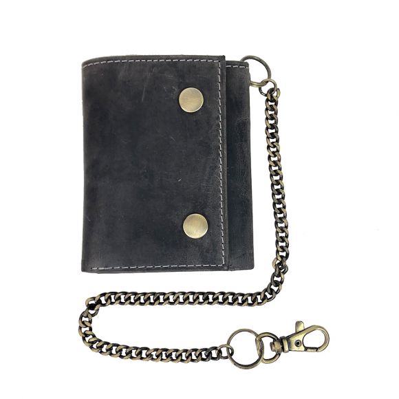 Paul & Taylor Men's Chained Biker/Trucker RFID Tri-fold Wallet from Classic Look