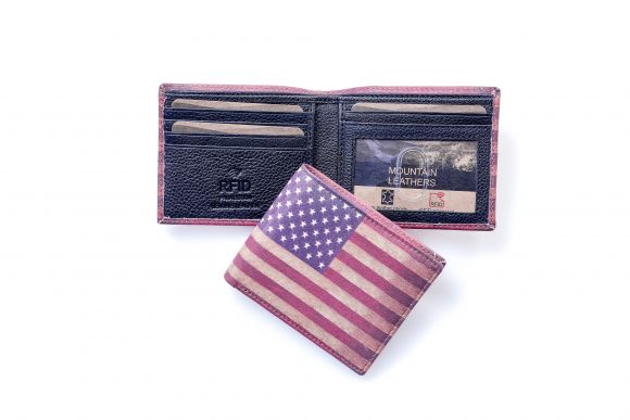 Mountain Leathers American Flag RFID Bifold from Classic Look