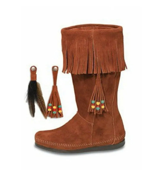 Minnetonka Suede Fringe Moccasin Boot