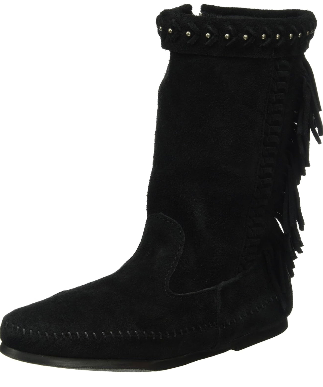 Minnetonka Luna Fringe Moccasin Boot Black