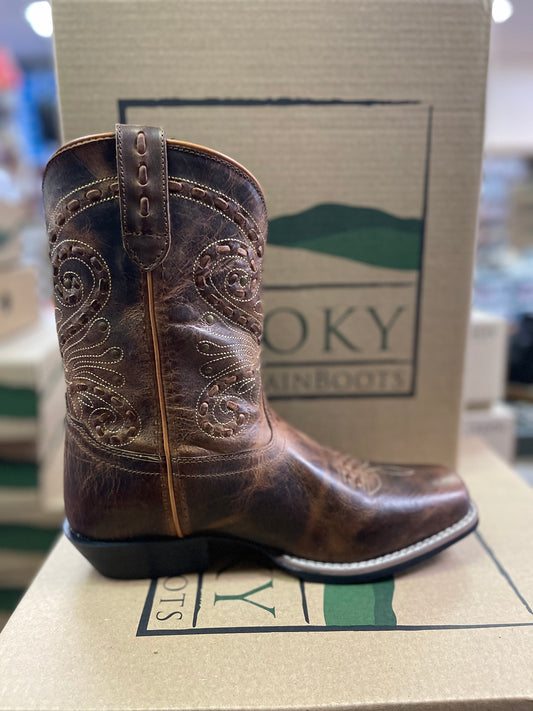 SHELBY (WIDE) BROWN LEATHER SQUARE TOE BOOT by Smoky Mountain Boots