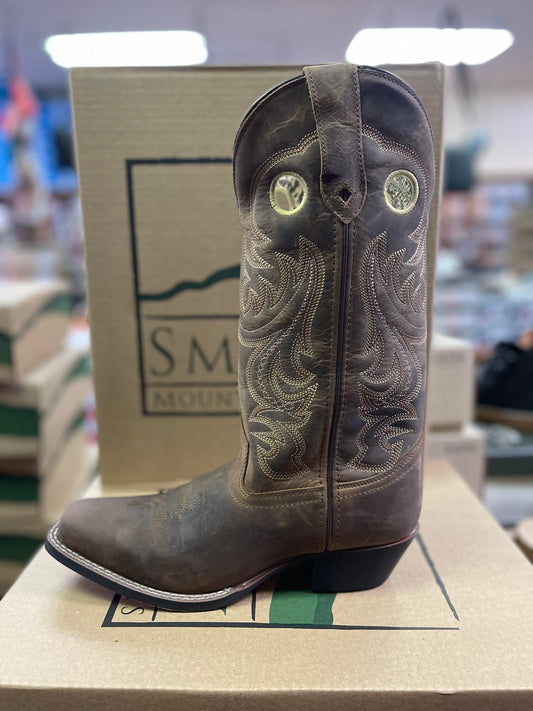 WILMA BROWN LEATHER SQUARE TOE BOOT by Smoky Mountain Boots