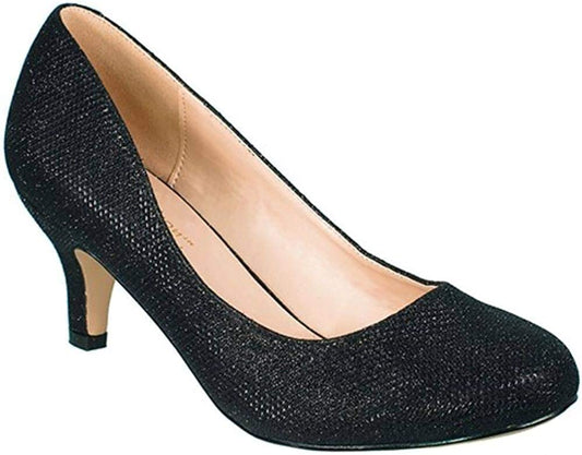 Bertha-3 Round Toe Dressy Low Kitten Heel by DE BLOSSOM